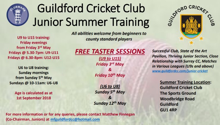 Junior Summer Training Poster 2019